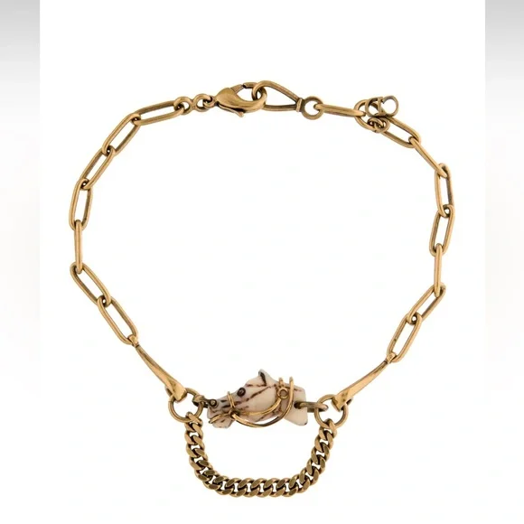 Christian DIOR Diorodeo Horse Chain Antiqued Gold Collar Necklace - Picture 8 of 9